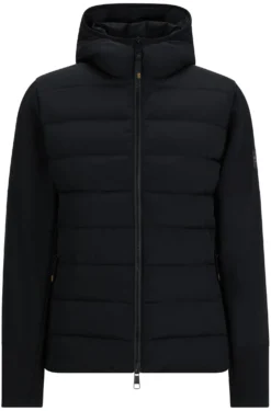 Equestrian hybrid puffer jacket with logo patch