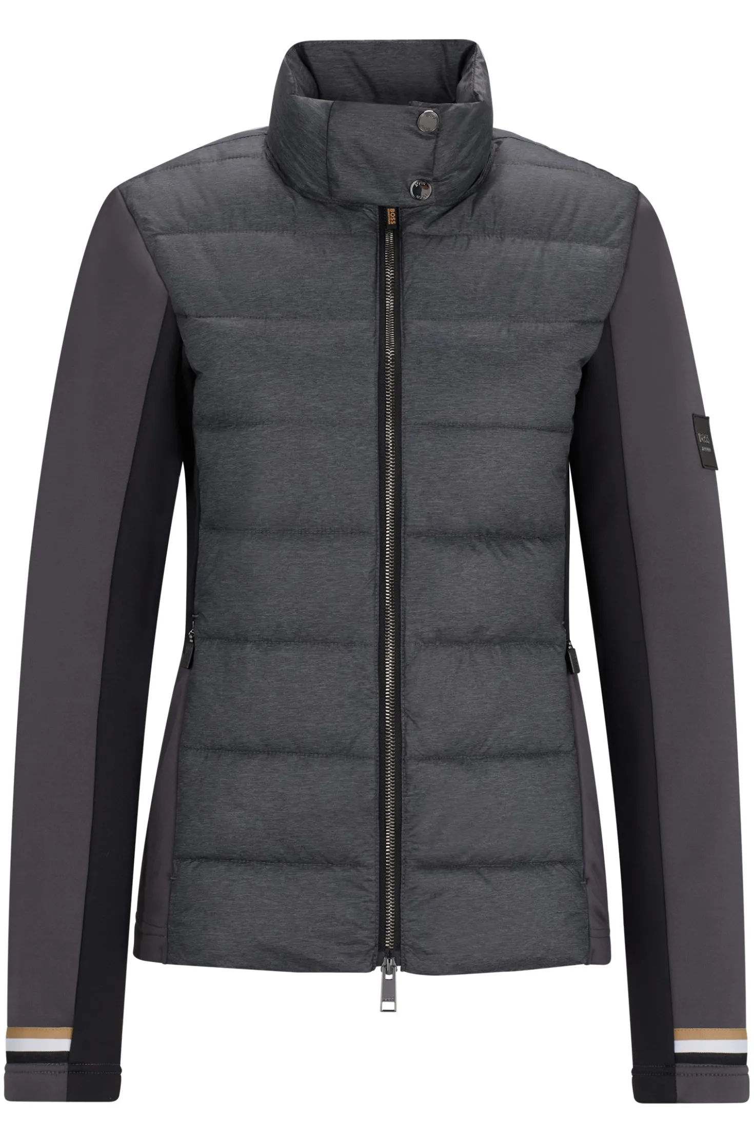 Equestrian hybrid puffer jacket with water-repellent finish