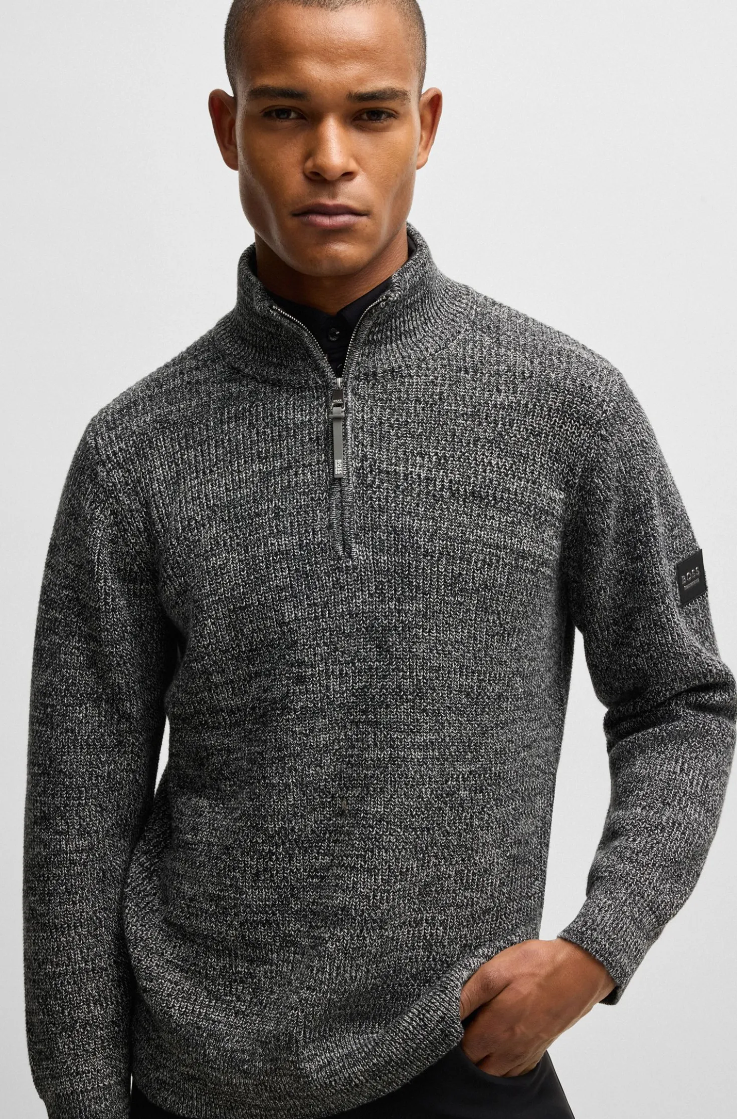 Equestrian melange troyer sweater