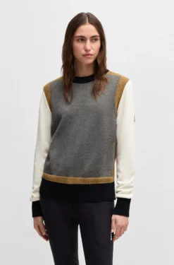 Equestrian regular-fit sweater with colour-blocking