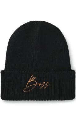 Equestrian ribbed beanie hat with embroidered logo