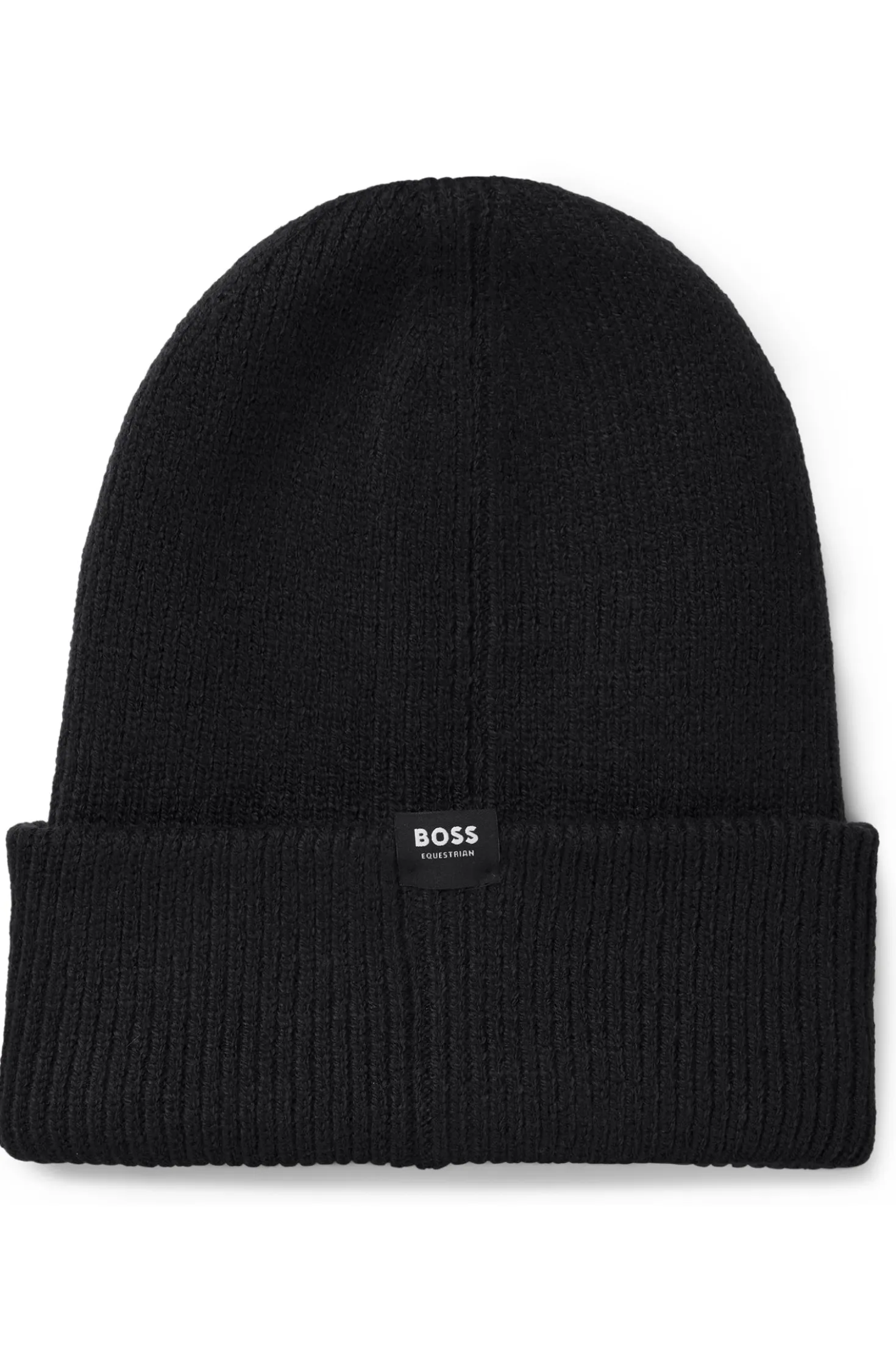 Equestrian ribbed beanie hat with embroidered logo