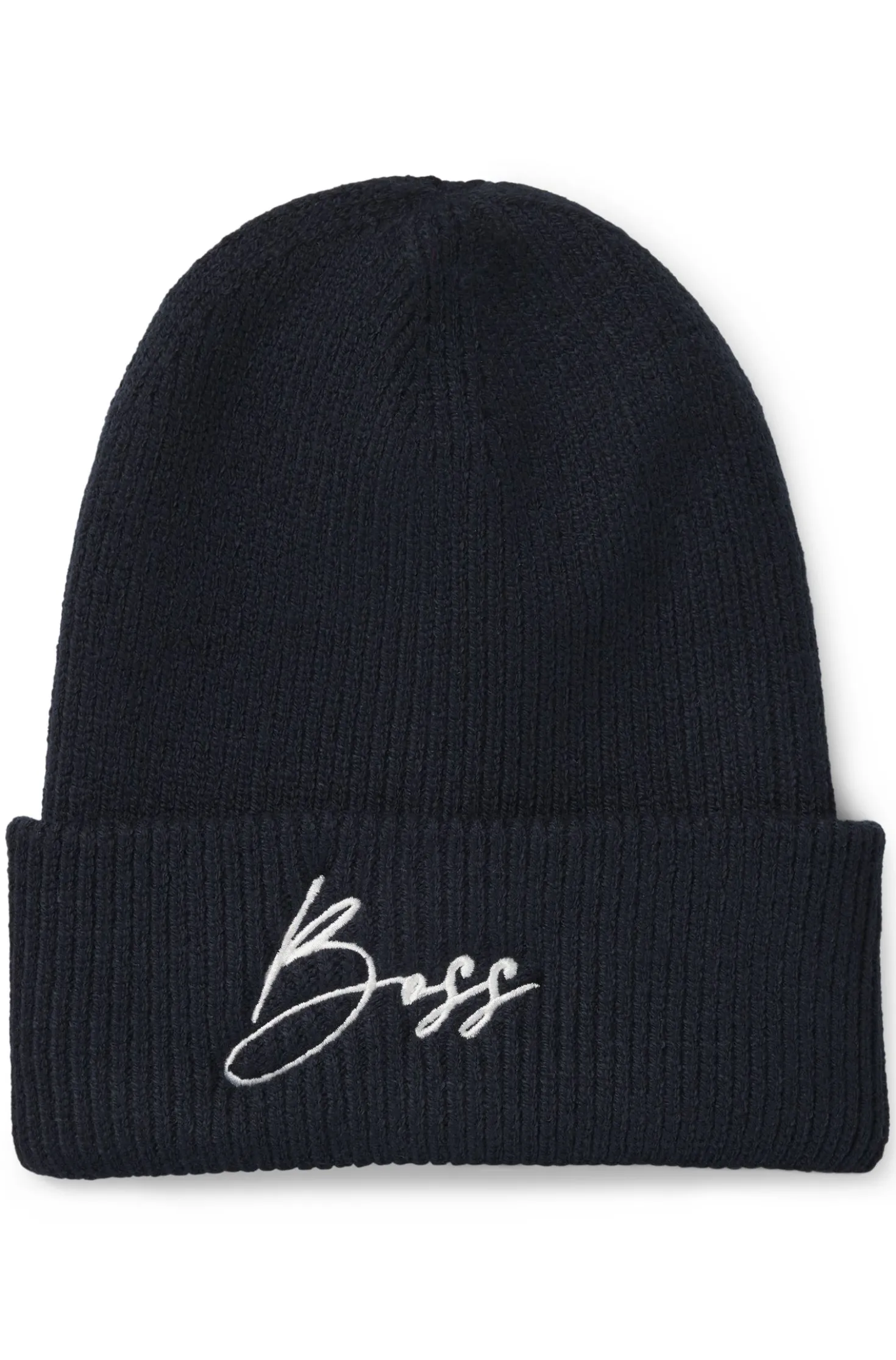 Equestrian ribbed beanie hat with embroidered logo