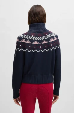 Equestrian rollneck sweater with knitted pattern