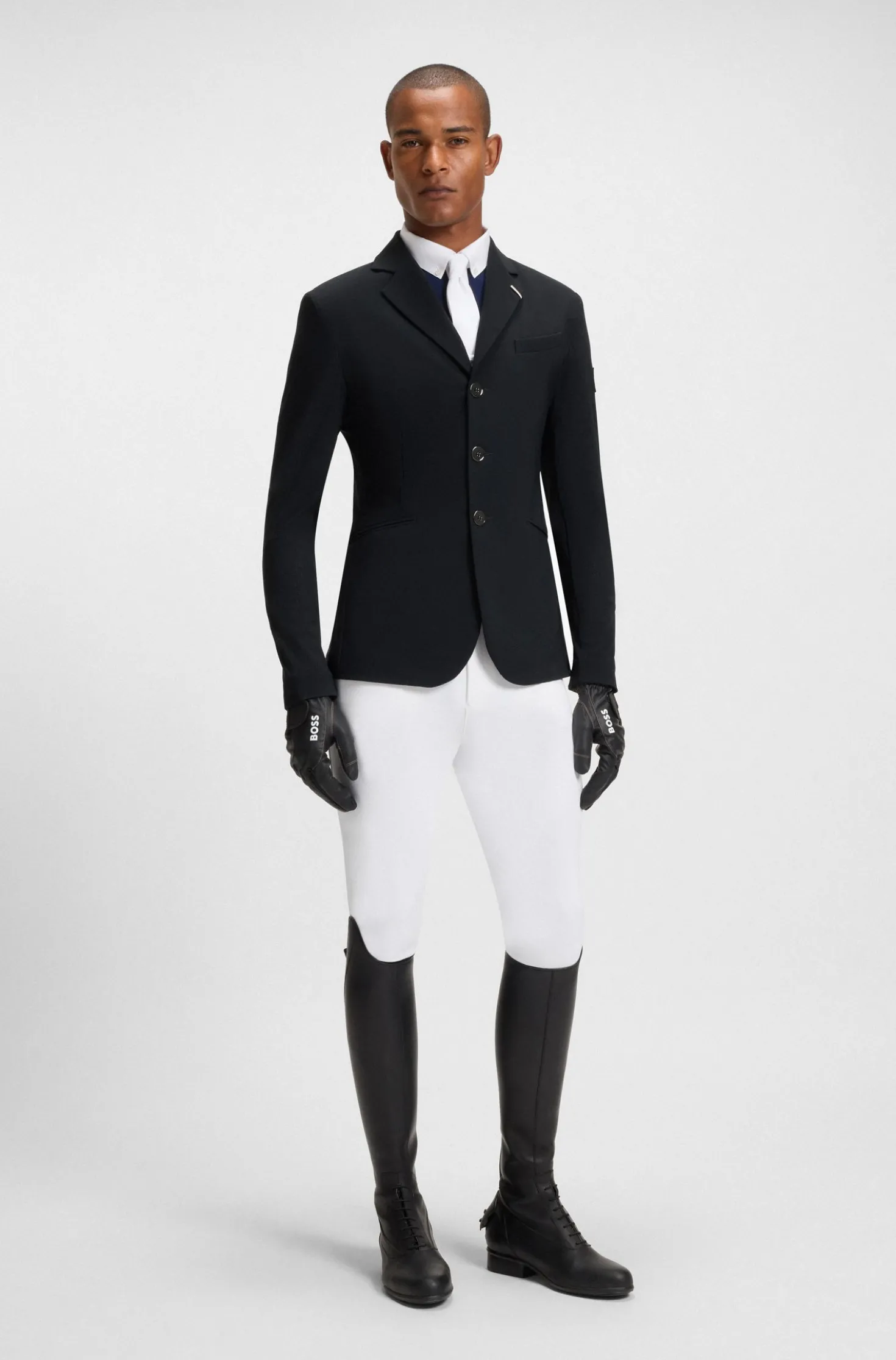 Equestrian show jacket in perforated stretch fabric