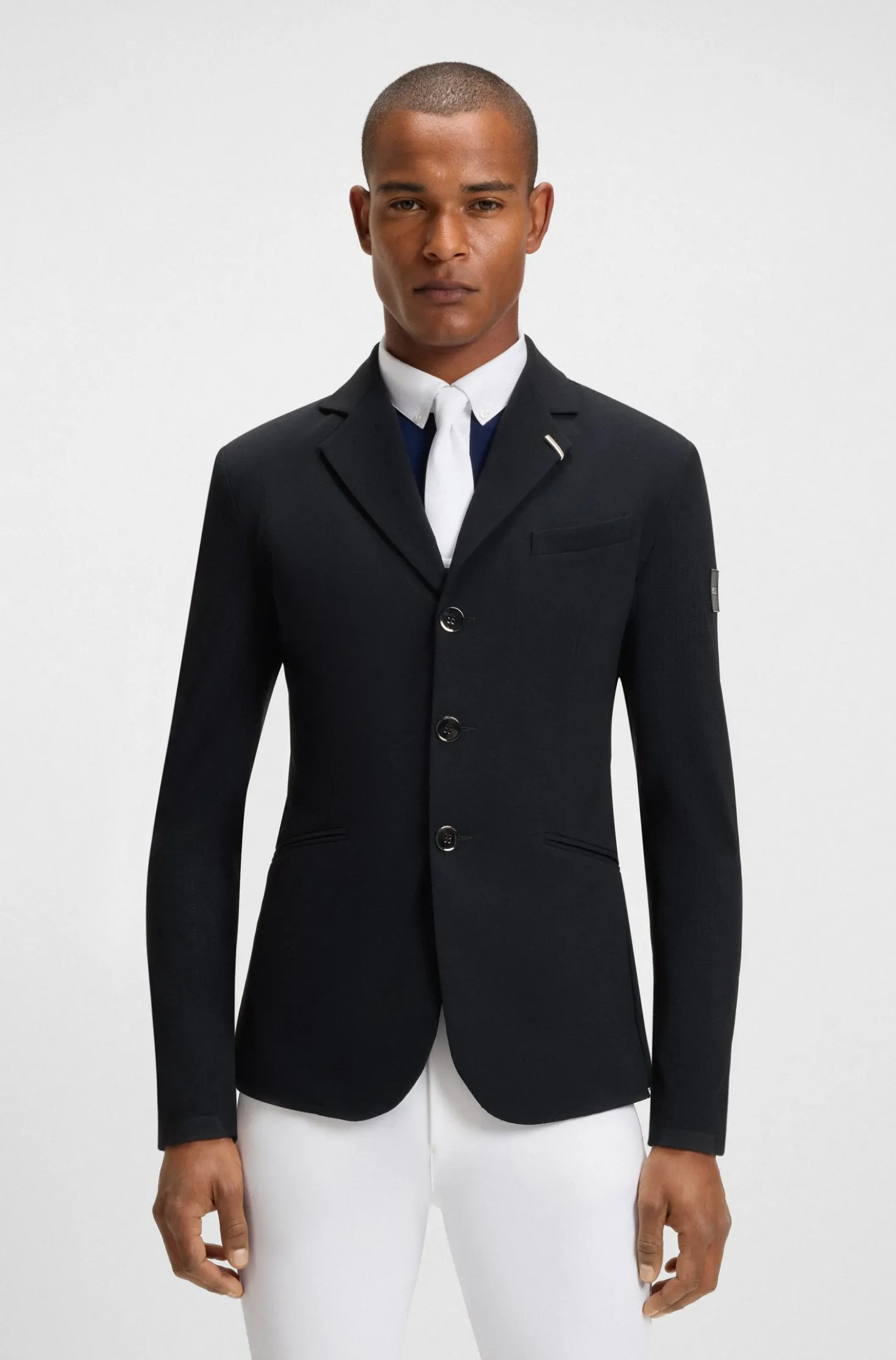 Equestrian show jacket in perforated stretch fabric