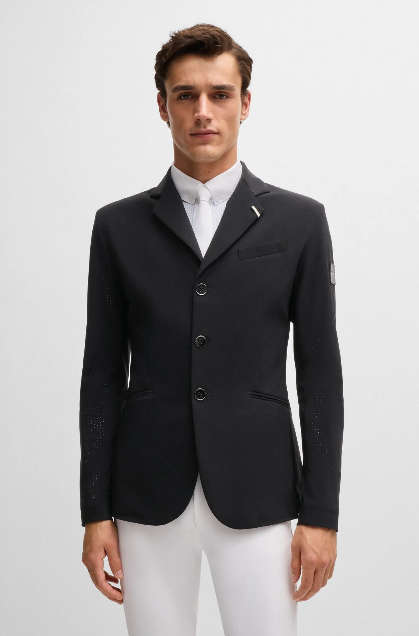 Equestrian show jacket in perforated material
