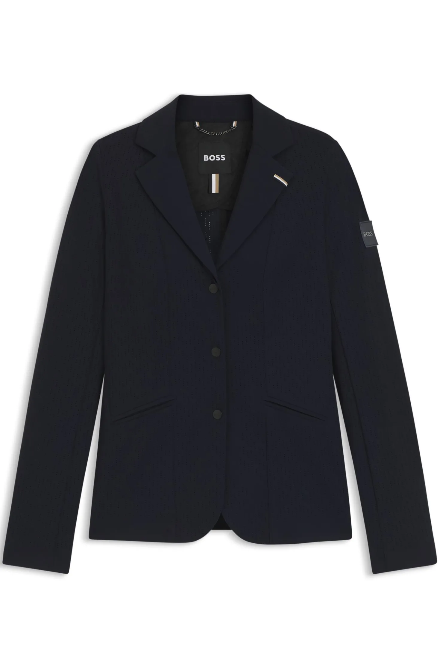 Equestrian show jacket in perforated stretch fabric