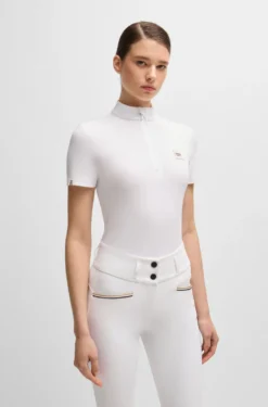 Equestrian show shirt in ribbed stretch fabric