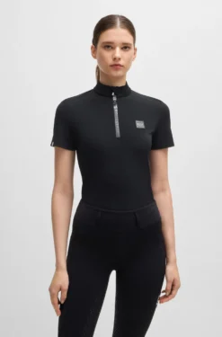 Equestrian show shirt in ribbed stretch fabric