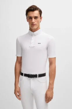 Equestrian show shirt in stretch piqué