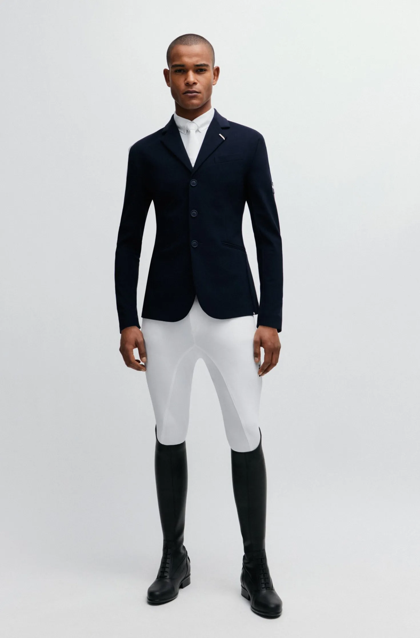 Equestrian show shirt with shoulder inserts and logo