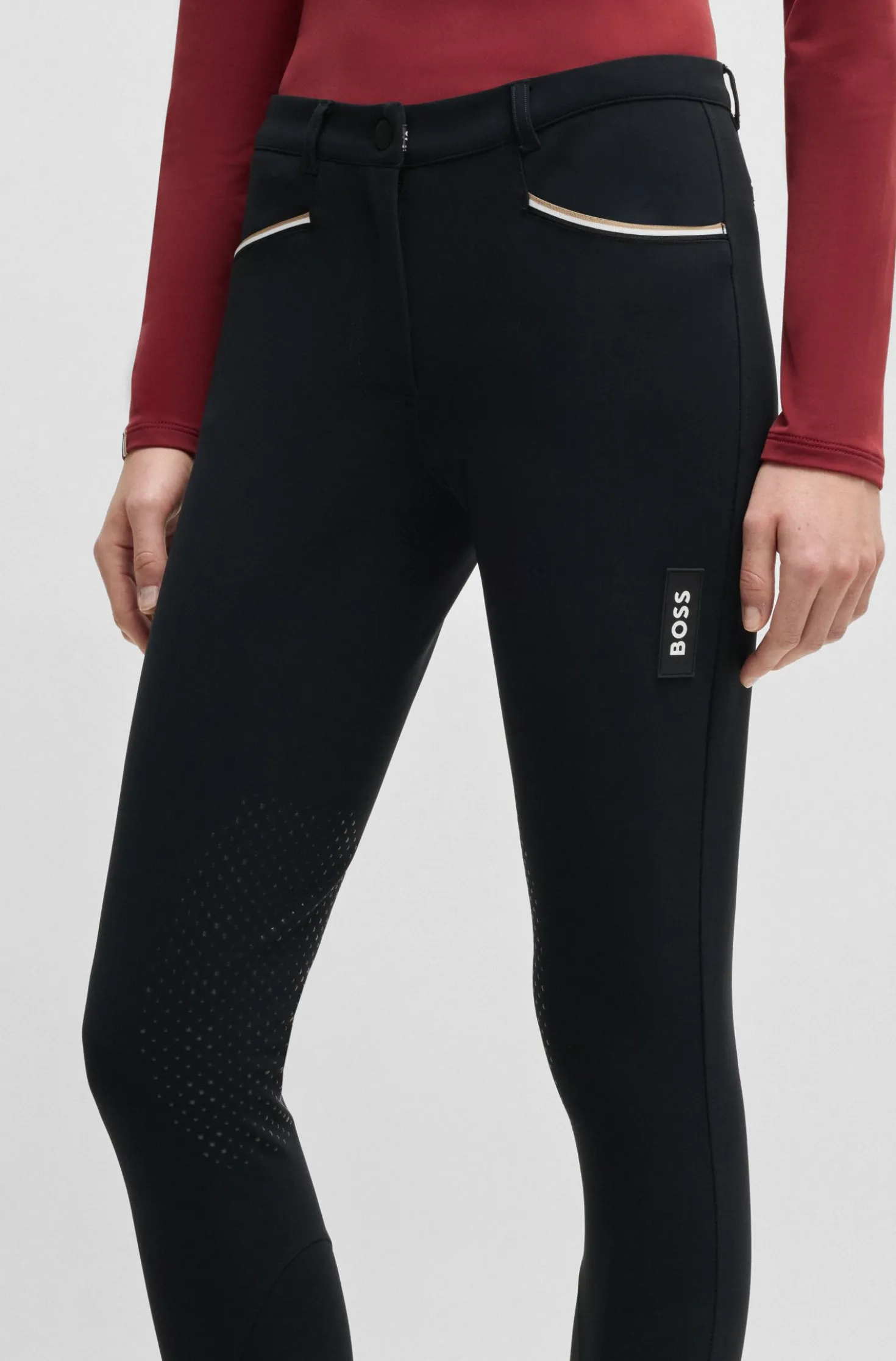 Equestrian slim-fit breeches with knee grip
