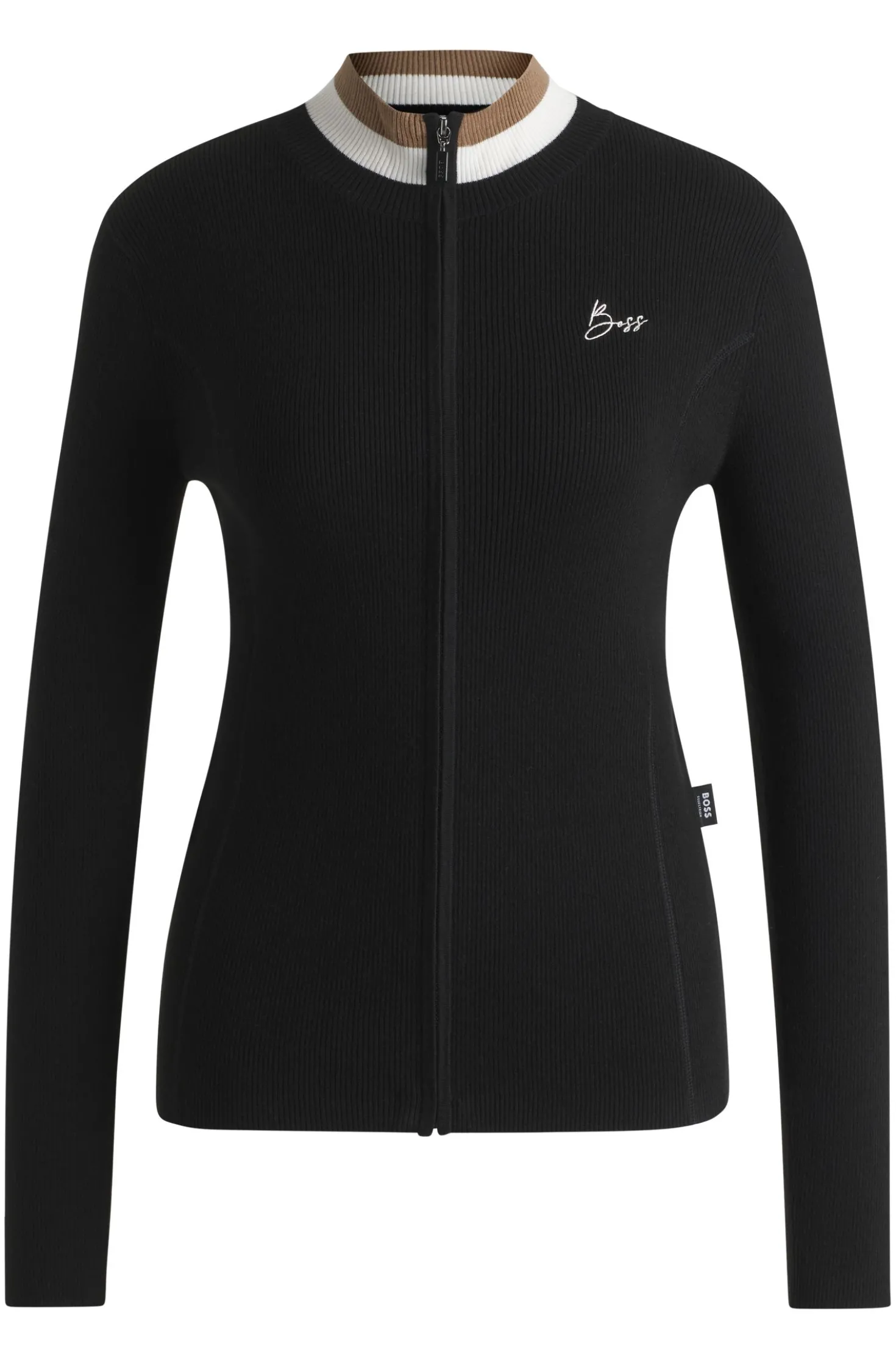 Equestrian slim-fit cardigan with ribbed structure