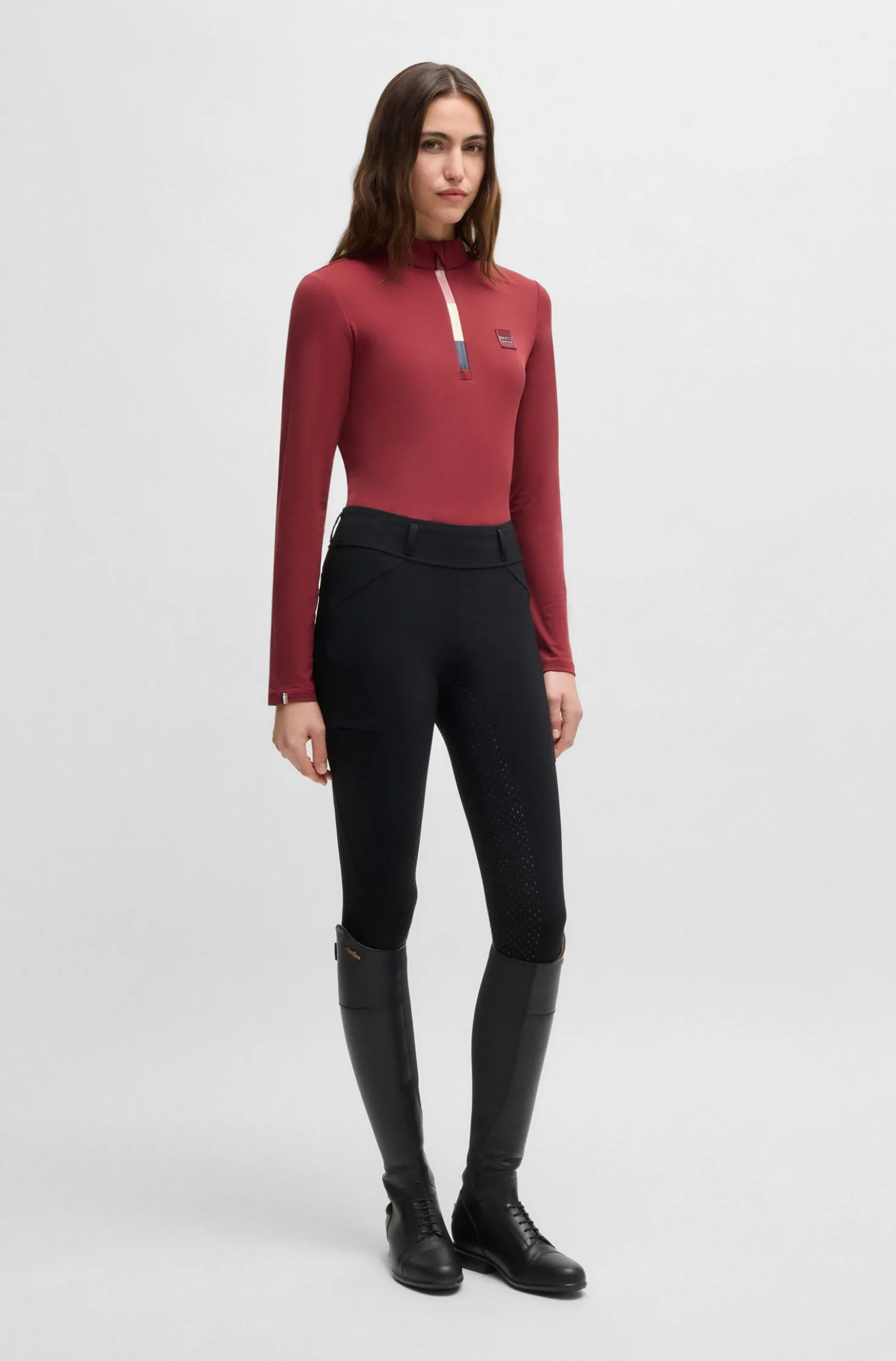 Equestrian slim-fit riding leggings with full grip