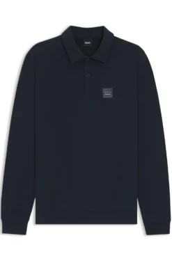 Equestrian stretch-cotton knit polo with logo patch