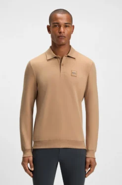 Equestrian stretch-cotton knit polo with logo patch