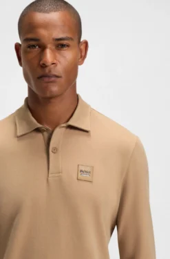 Equestrian stretch-cotton knit polo with logo patch