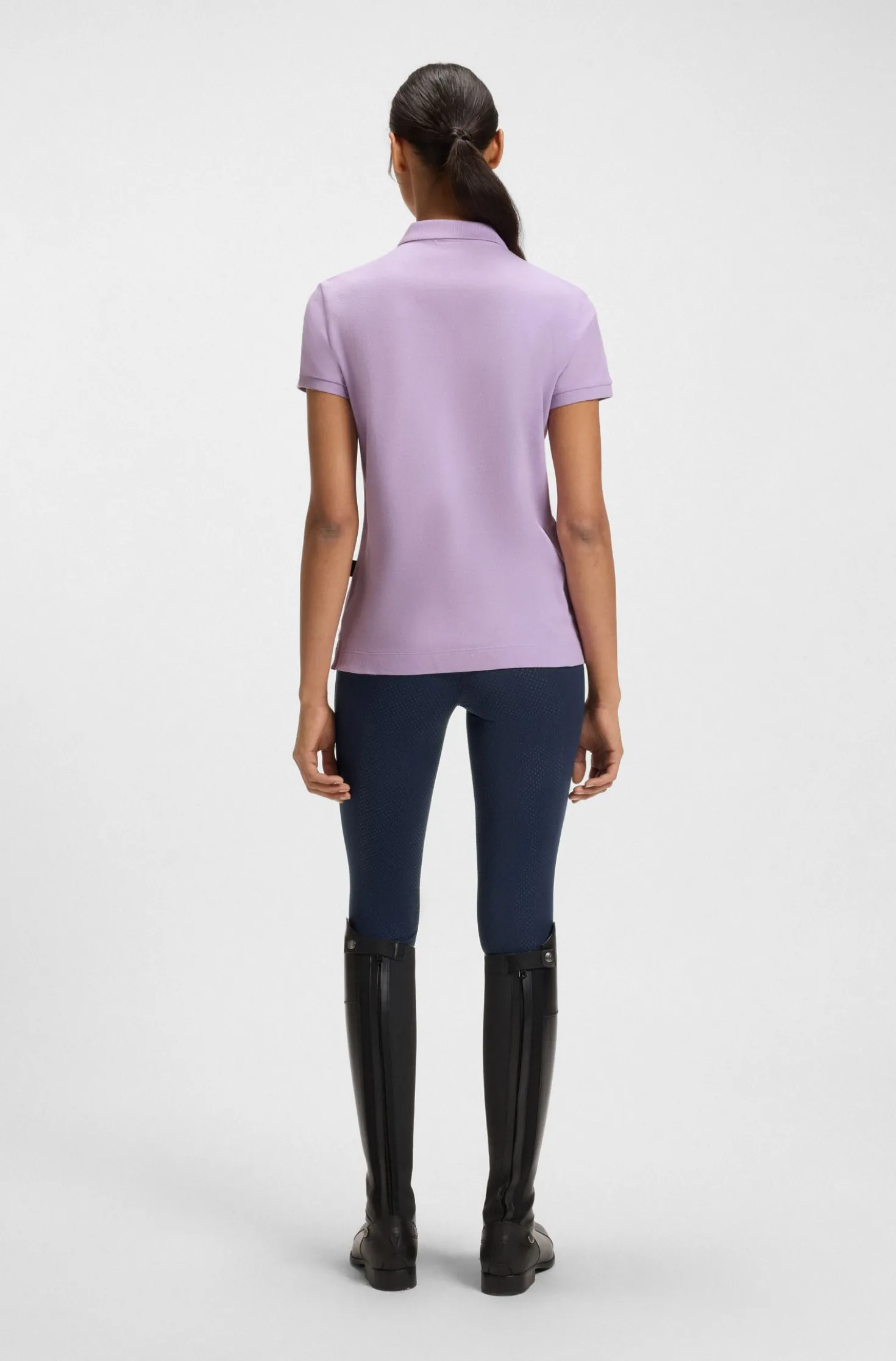 Equestrian stretch-cotton polo shirt with Double B monogram