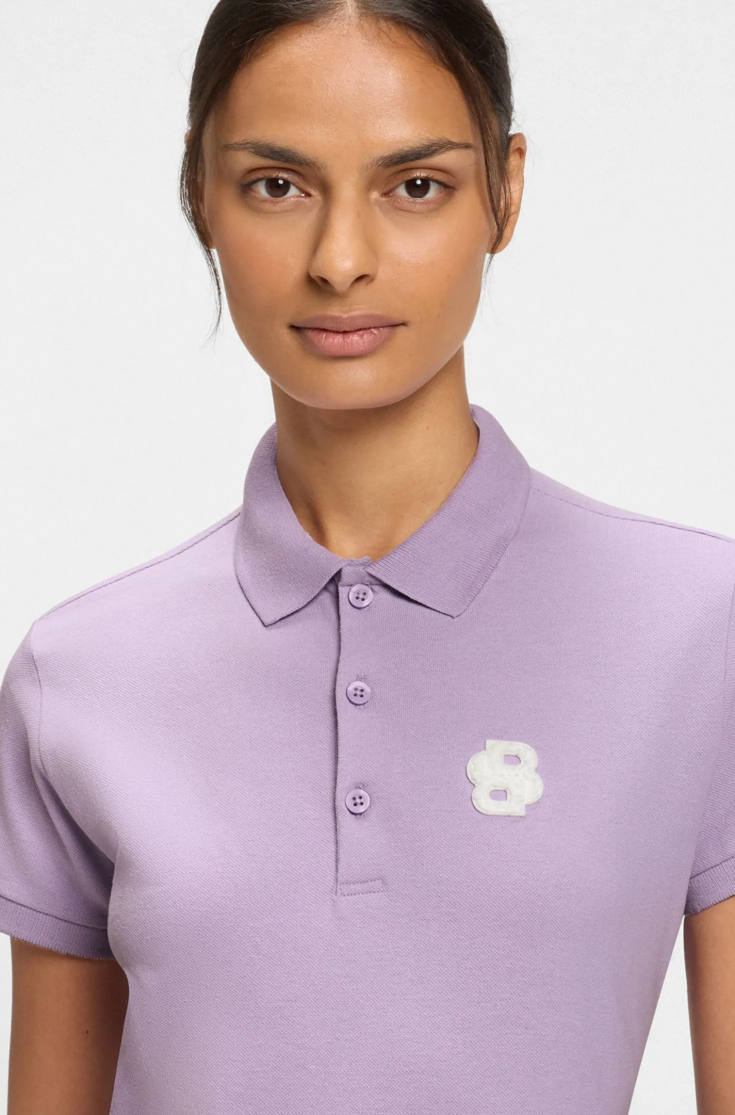 Equestrian stretch-cotton polo shirt with Double B monogram