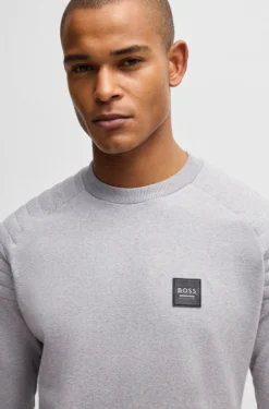 Equestrian stretch-cotton sweatshirt with shoulder stitching