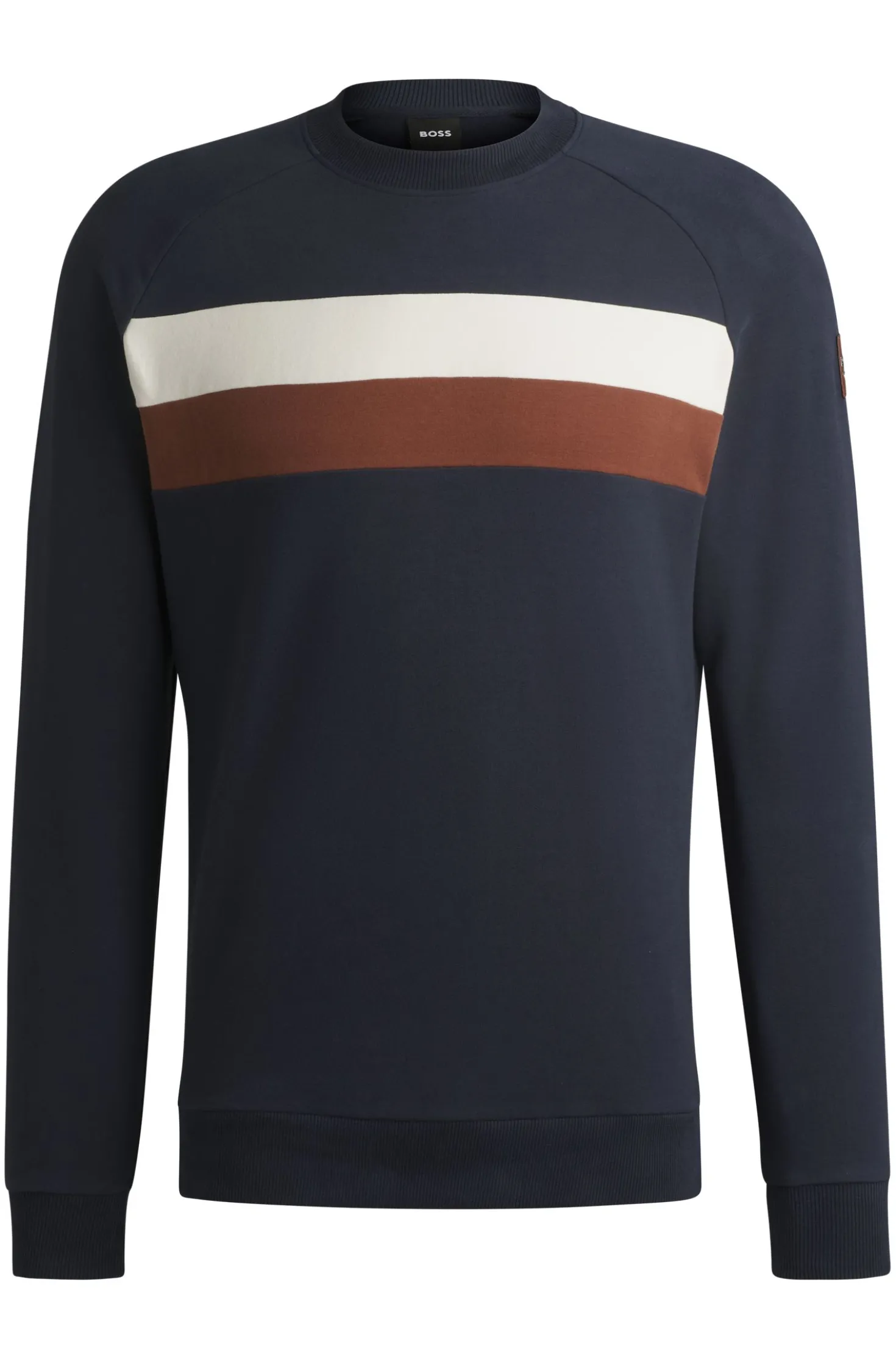Equestrian stretch-cotton sweatshirt with block stripes