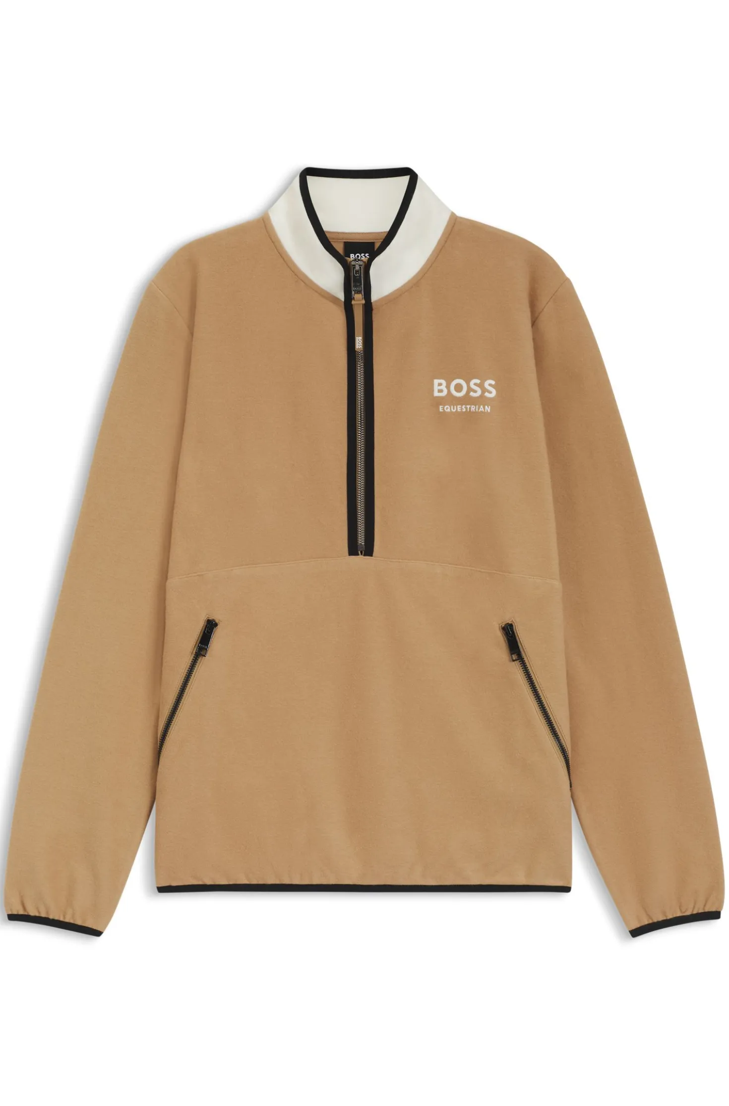 Equestrian stretch-cotton sweatshirt with quarter zip