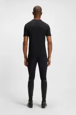 Equestrian stretch-cotton T-shirt with logo patch