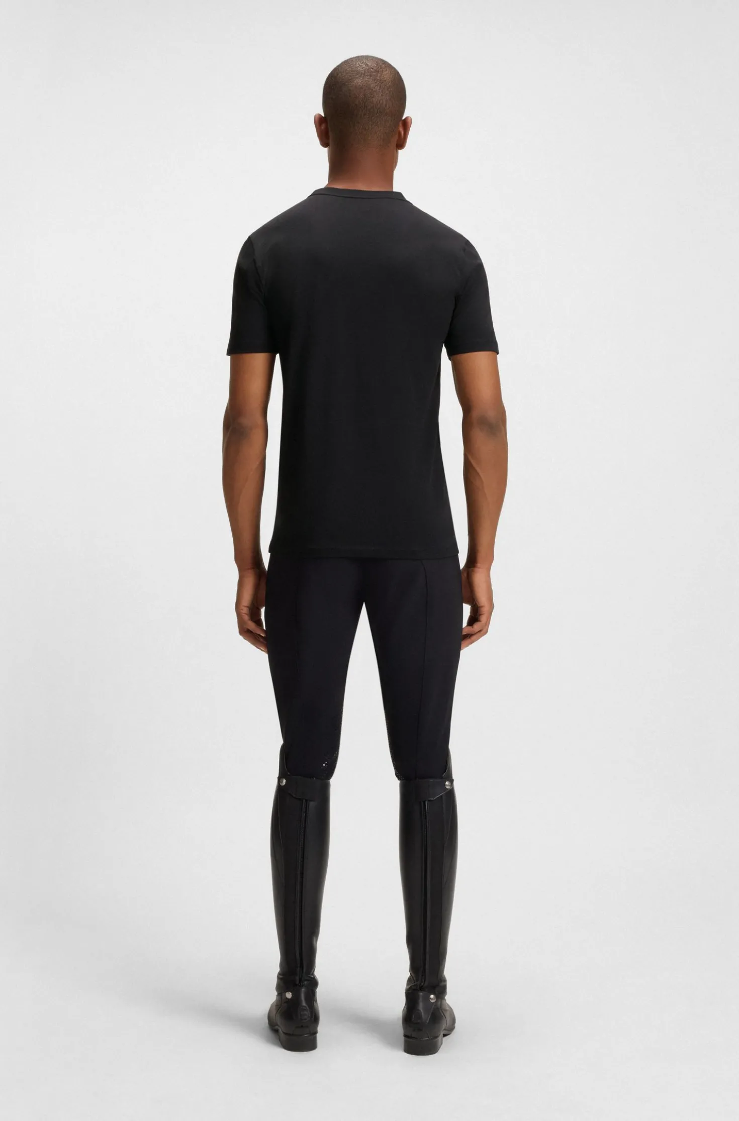 Equestrian stretch-cotton T-shirt with logo patch