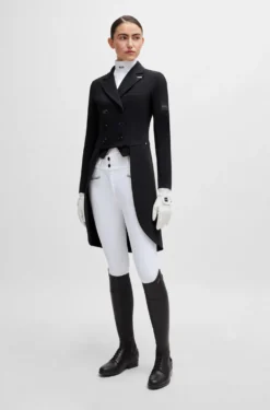 Equestrian tailcoat with adjustable tail weights