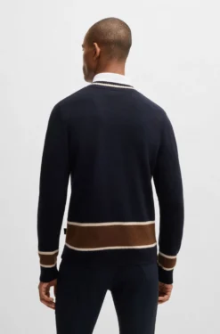 Equestrian V-neck sweater in wool and cashmere