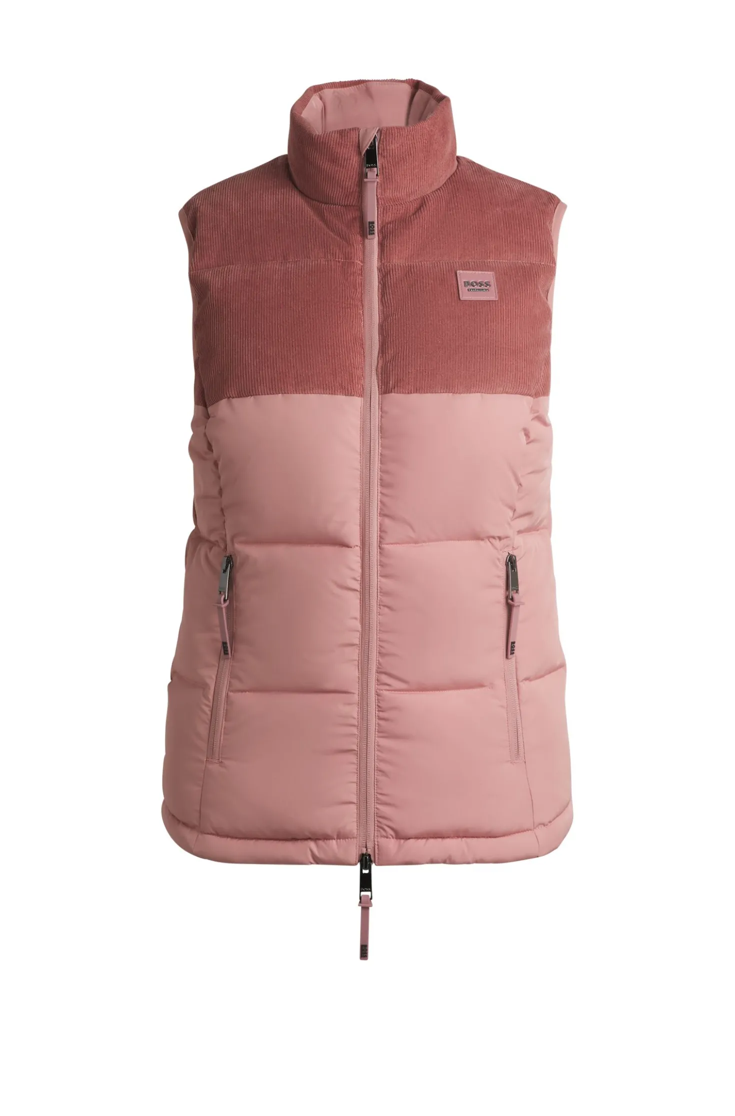 Equestrian waterproof gilet with corduroy trim