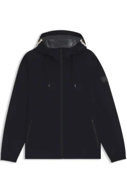 Equestrian waterproof jacket with adjustable hood