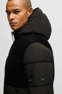 Equestrian waterproof jacket with corduroy details