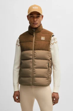 Equestrian waterproof padded gilet with panel