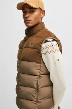Equestrian waterproof padded gilet with panel