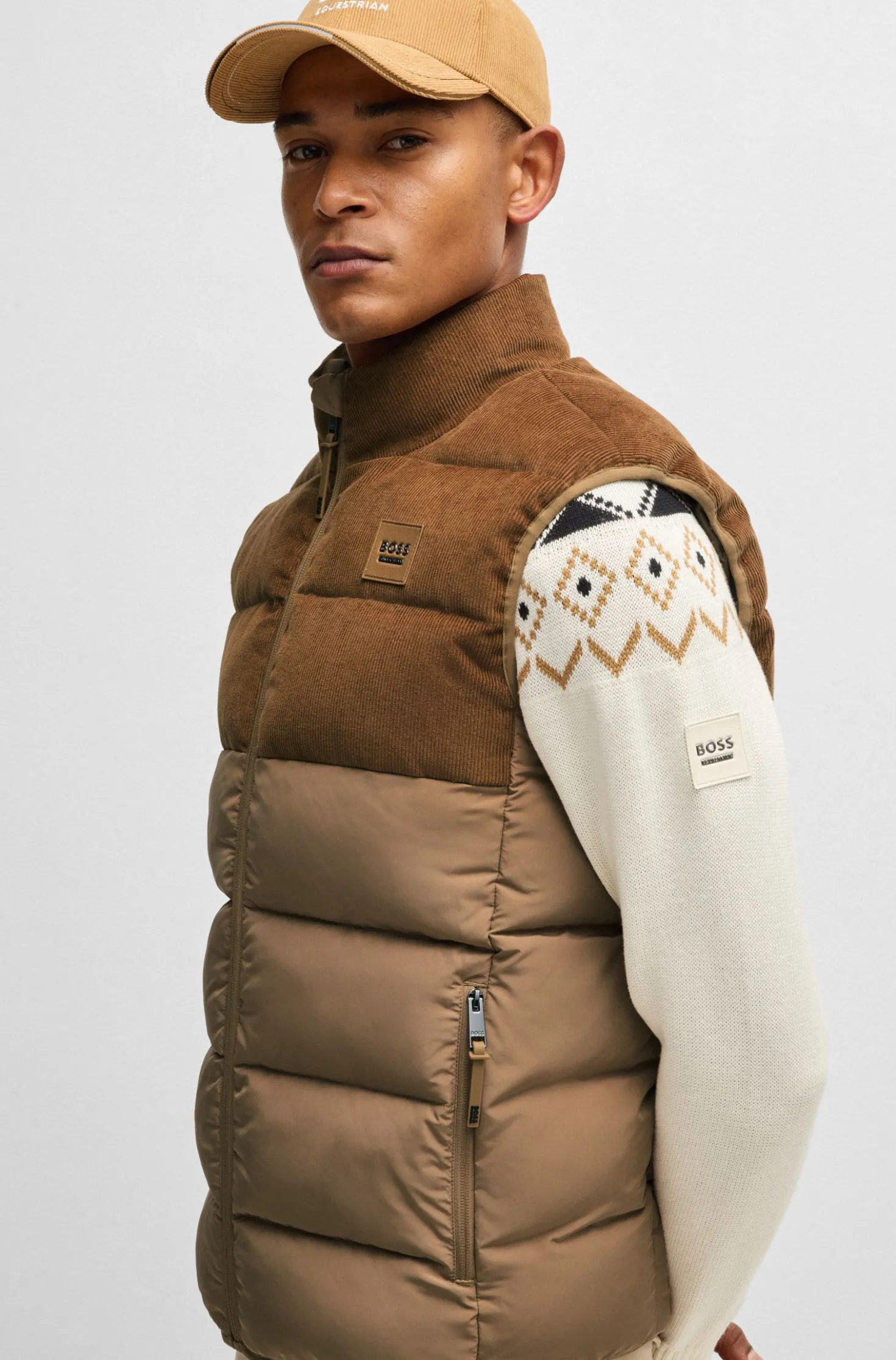 Equestrian waterproof padded gilet with panel