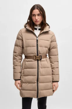 Equestrian water-repellent quilted coat with side zips