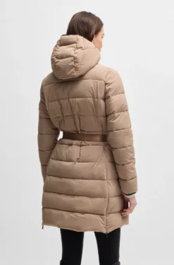 Equestrian water-repellent quilted coat with side zips