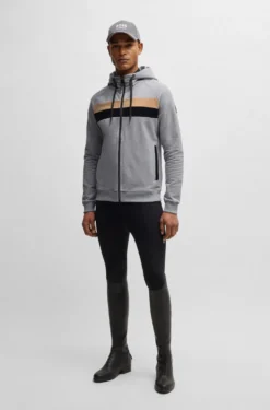 Equestrian zip-up hoodie in Italian stretch cotton