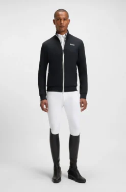 Equestrian zip-up jacket with signature-stripe trims