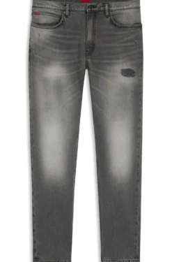 Extra-slim-fit jeans in distressed grey stretch denim