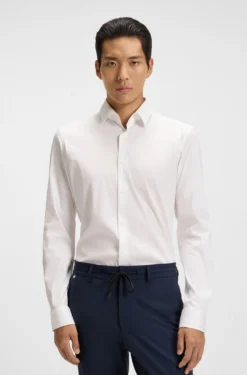 Extra-slim-fit shirt in easy-iron cotton-blend poplin