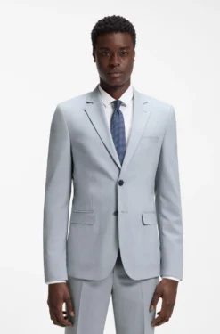 Extra-slim-fit suit in wool-blend poplin