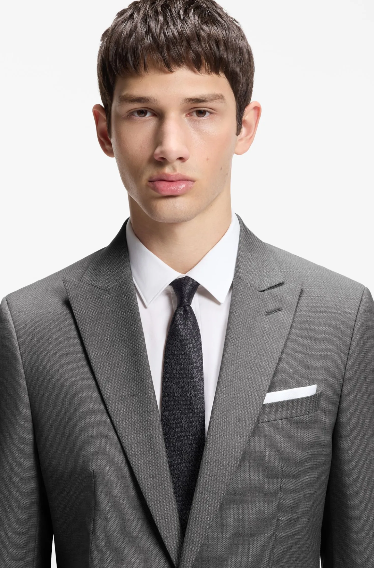 Extra-slim-fit suit jacket in virgin-wool dobby