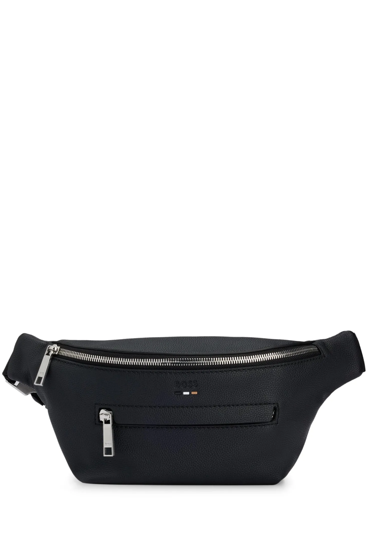 Faux-leather belt bag with embossed logo