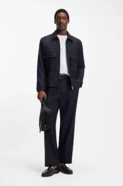 Faux-leather belt bag with embossed logo