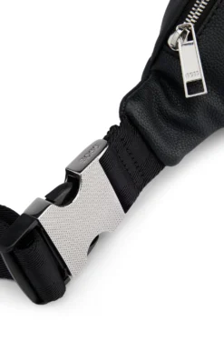 Faux-leather belt bag with embossed logo