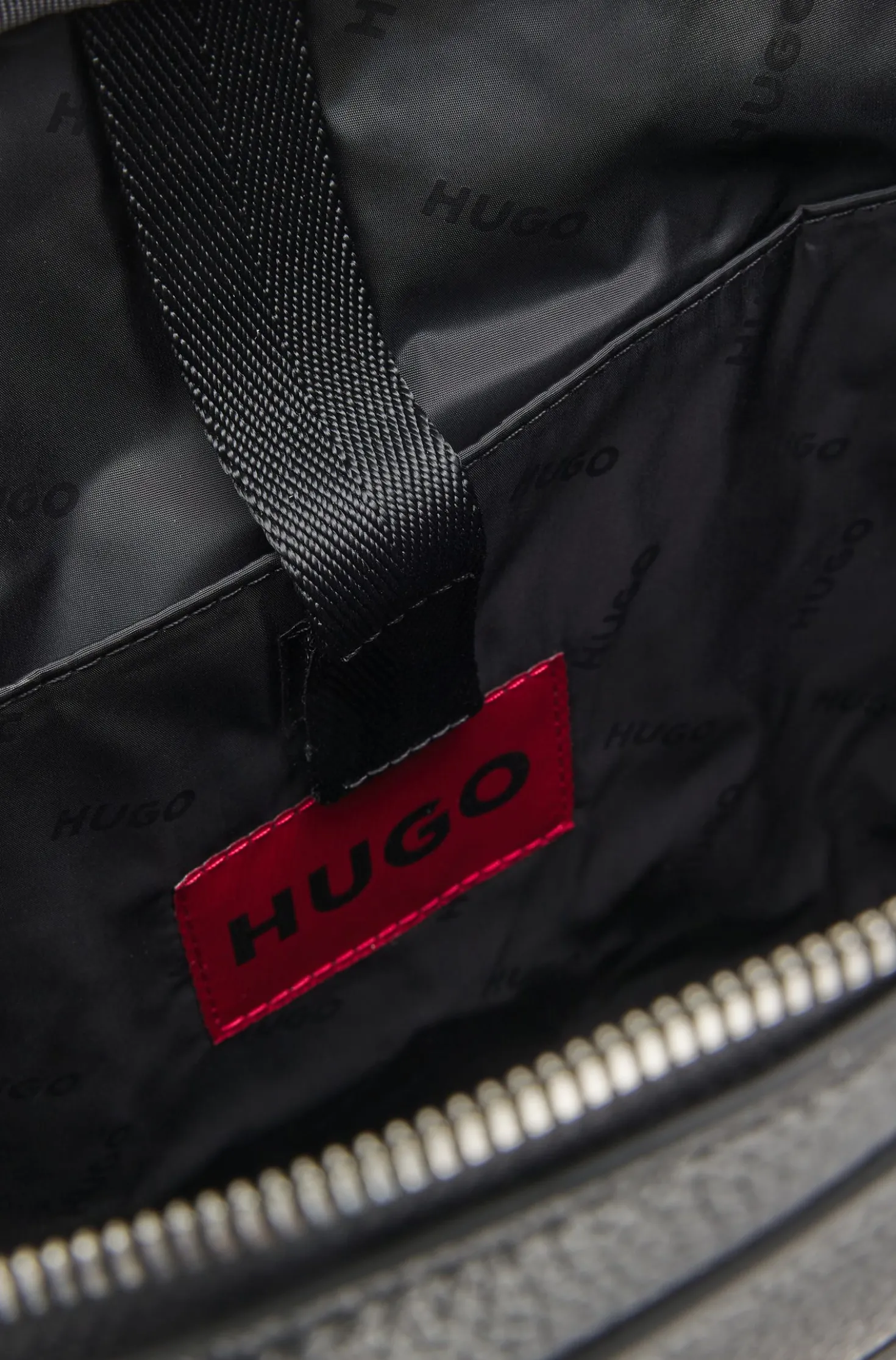 Faux-leather briefcase with logo lettering and detachable strap