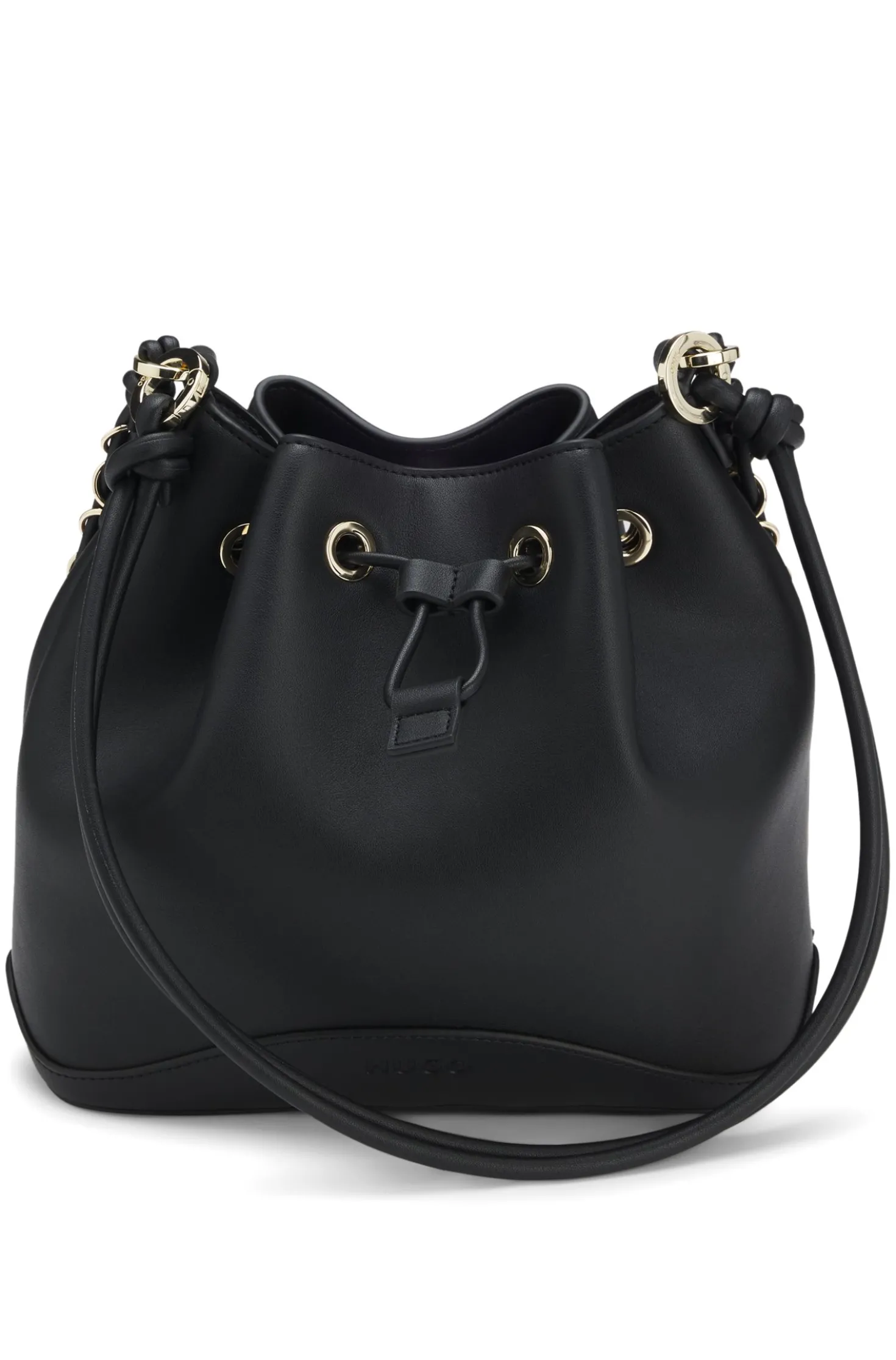 Faux-leather bucket bag with two straps